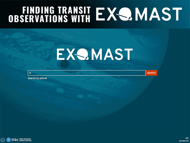 'Finding Transit Observations with exo.MAST' animation