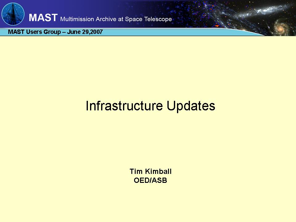 slide 1 of MAST Infrastructure presentation