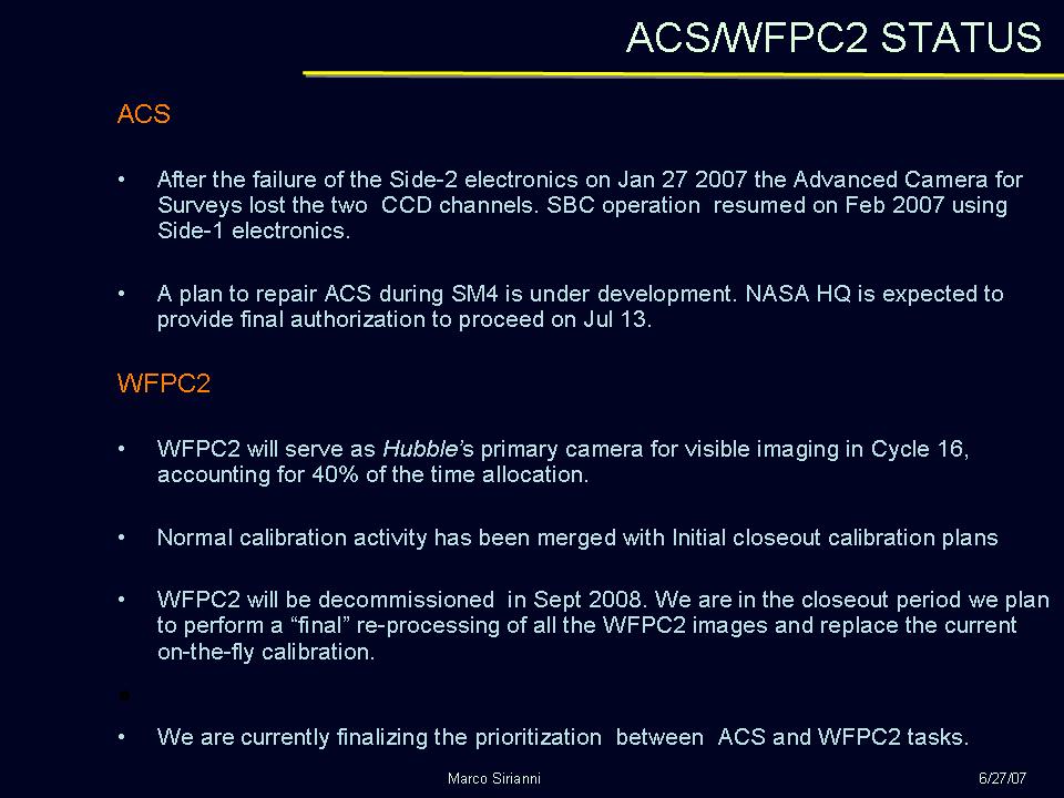 slide 2 of WFPC2 closeout presentation