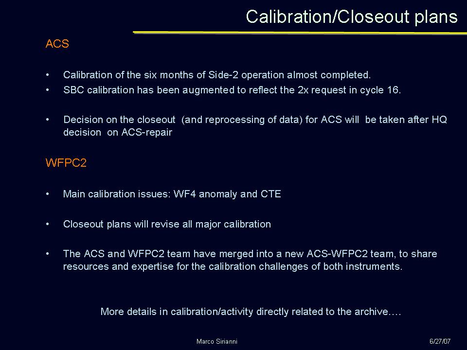 slide 3 of WFPC2 closeout presentation