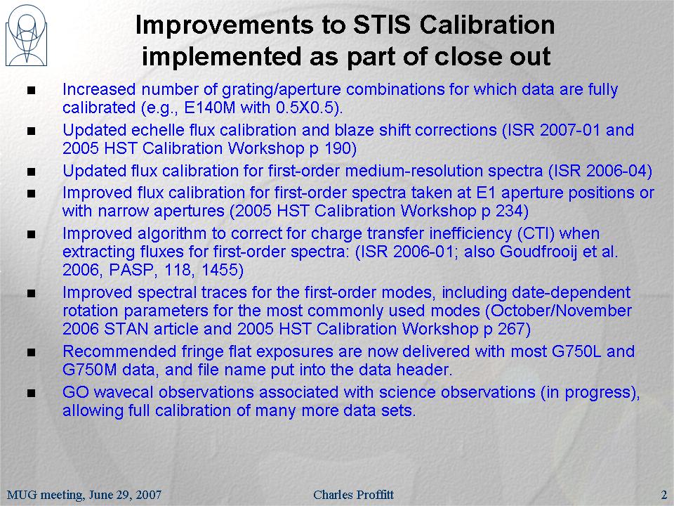 slide 2 of STIS Closeout presentation