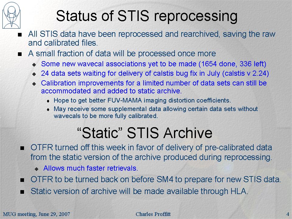 slide 4 of STIS Closeout presentation