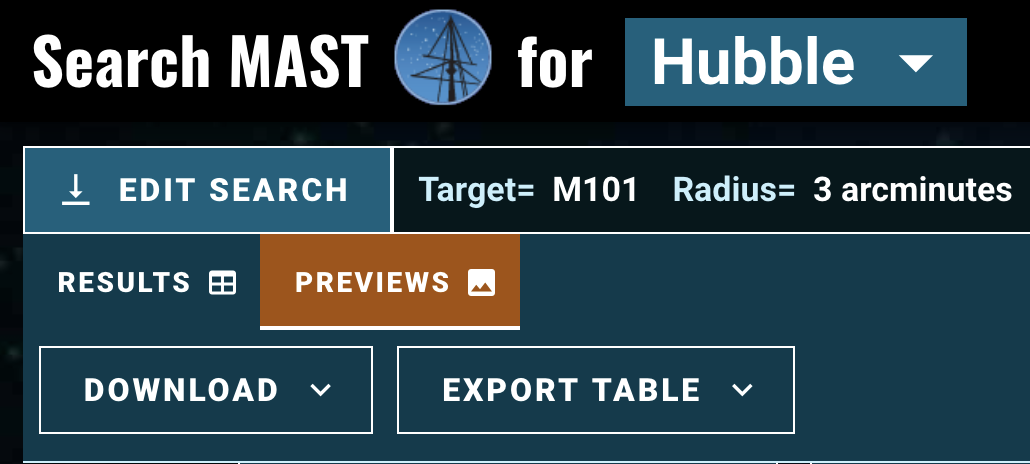 the HST search form, with the "preview" tab highlighted